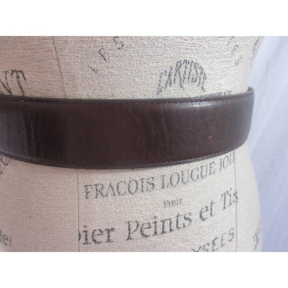 Vintage The Ritz Brown Genuine Leather Goldtone Buckle Belt M - Picture 3 of 7